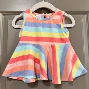 RicRac & Ruffles Vibrant Pastel Rainbow Stripe Girls Tank Top Size 18 Months